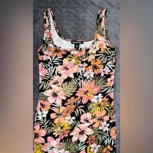 🌺 Billabong Share More Joy Tropical Floral Midi Dress Black Pink Coquette Y2K